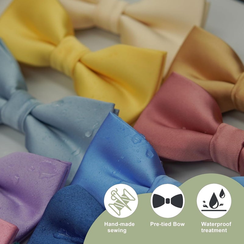 BEWDIO Bow Ties for Boys Pre Tied Toddler Bow Tie Adjustable Kids Bowties with Pocket Square Set for Wedding Party - Image 2
